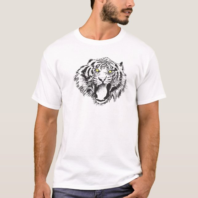 Camiseta Tigre adulto en negro con ojos amarillos (Anverso)