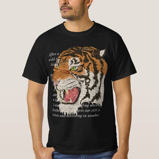 Camiseta Tigre africano se enfrenta a hombres de texto blan (Anverso)