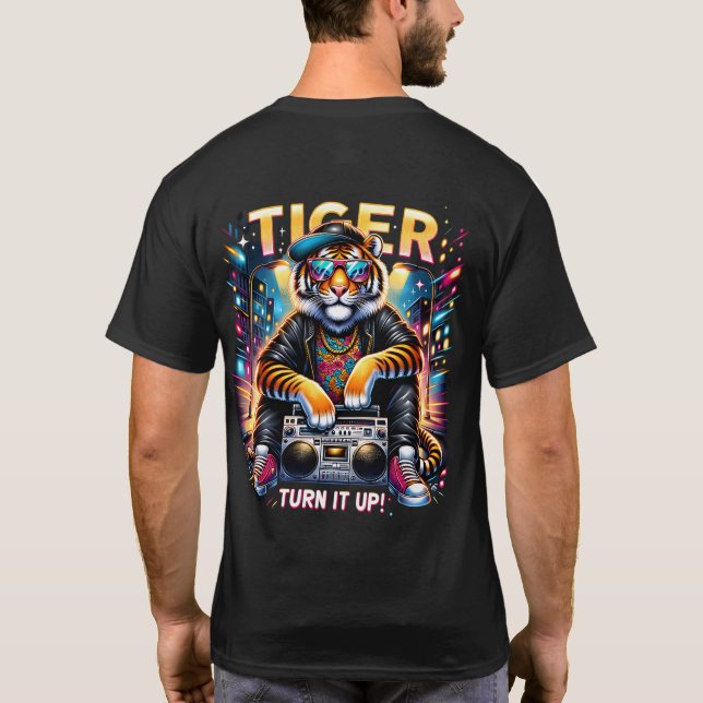 Camiseta Tigre al estilo de la calle Retro con Boombox - Ur (Reverso)