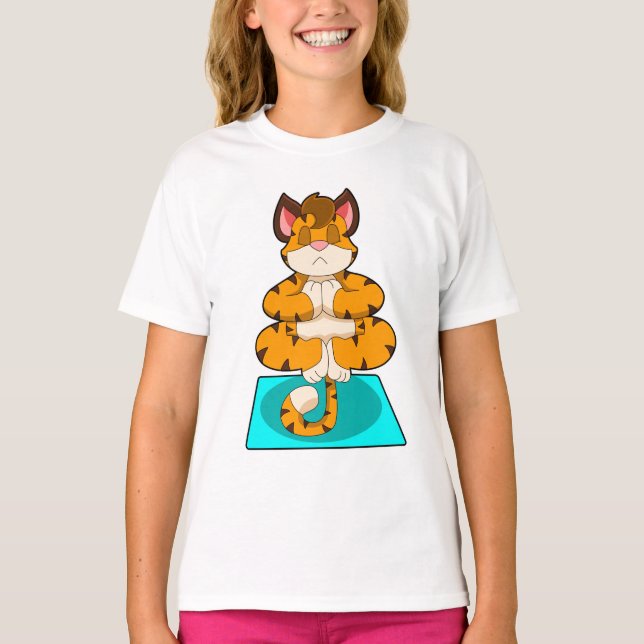 Camiseta Tigre al yoga en alfombra de yoga (Anverso)