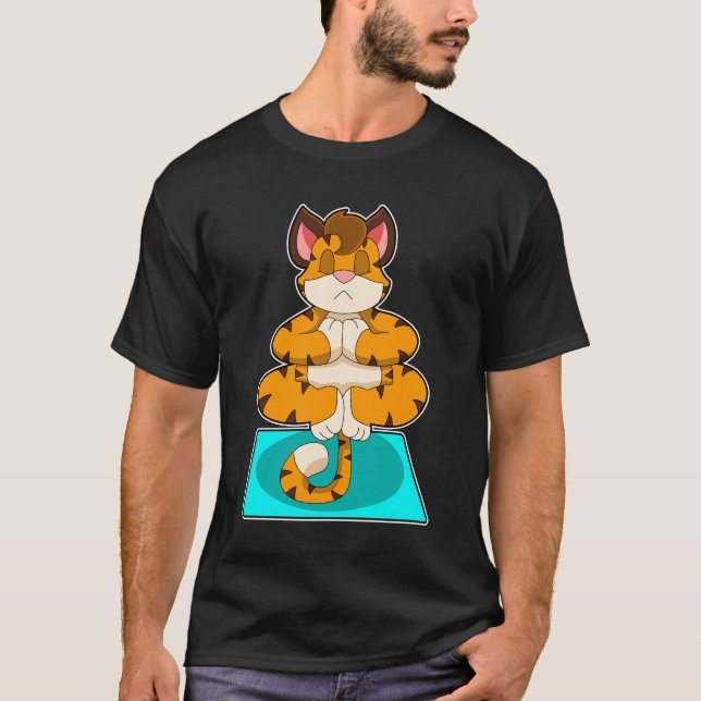 Camiseta Tigre al yoga en alfombra de yoga (Anverso)
