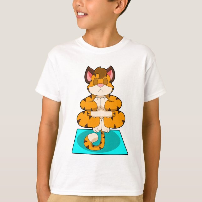 Camiseta Tigre al yoga en alfombra de yoga (Anverso)