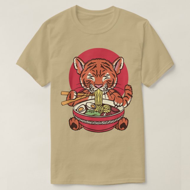Camiseta Tigre bebé japonés come fideos de Ramen  (Diseño del anverso)