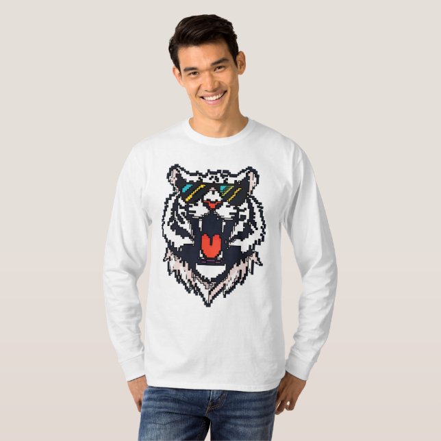 Camiseta Tigre blanco de píxeles (Anverso completo)
