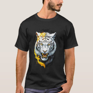 Camiseta Tigre Blanco en Llamas de Fuego Grandes Amantes de