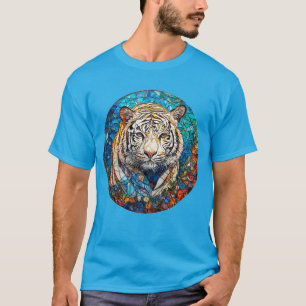 Camiseta Tigre Blanco en un Diseño Circular Vibrante