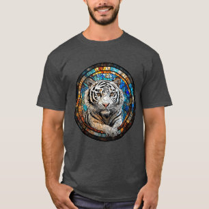 Camiseta Tigre Blanco en un Diseño Circular Vibrante