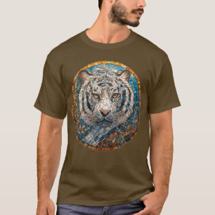 Camiseta Tigre Blanco en un Diseño Circular Vibrante