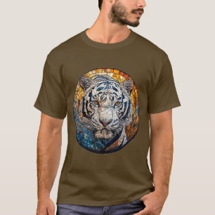 Camiseta Tigre Blanco en un Diseño Circular Vibrante
