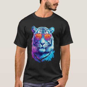 Camiseta Tigre blanco gafas de sol colorido animal tigre 2