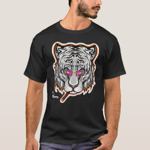Camiseta Tigre blanco humeante con gafas de sol