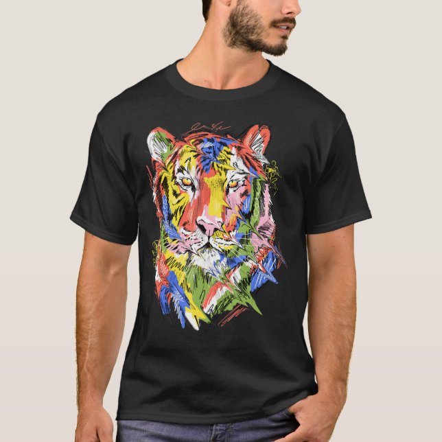 Camiseta Tigre, colorido artista animal, amantes de los ani (Anverso)