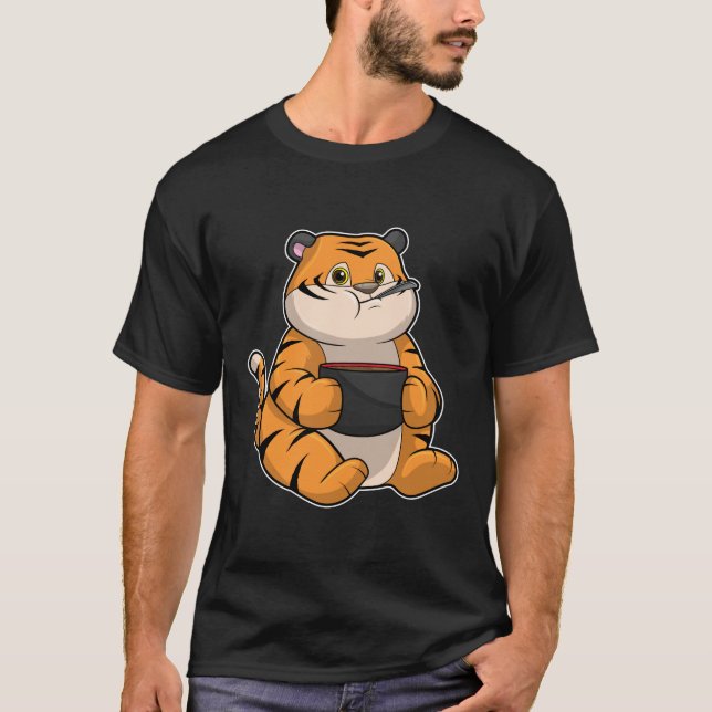 Camiseta Tigre comiendo con Bowl (Anverso)