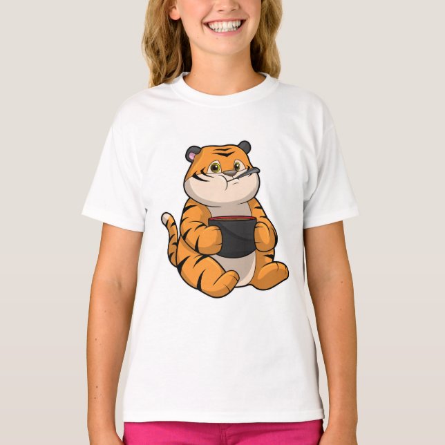 Camiseta Tigre comiendo con Bowl (Anverso)