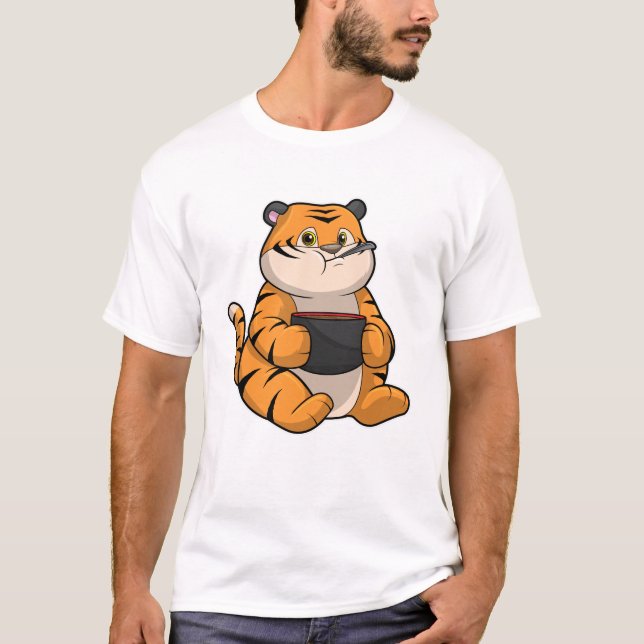 Camiseta Tigre comiendo con Bowl (Anverso)
