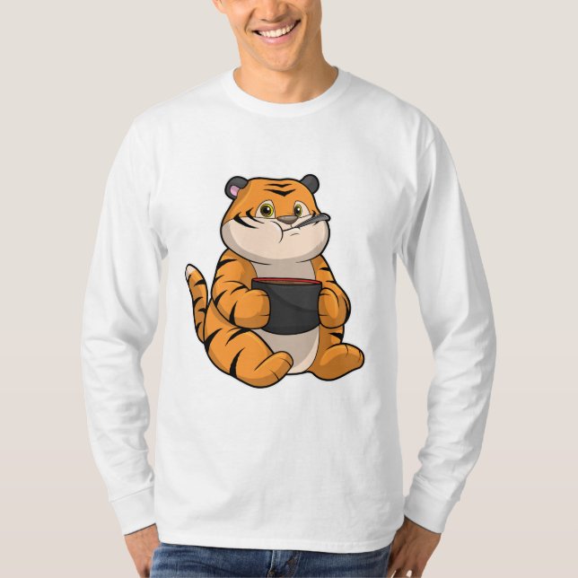 Camiseta Tigre comiendo con Bowl (Anverso)
