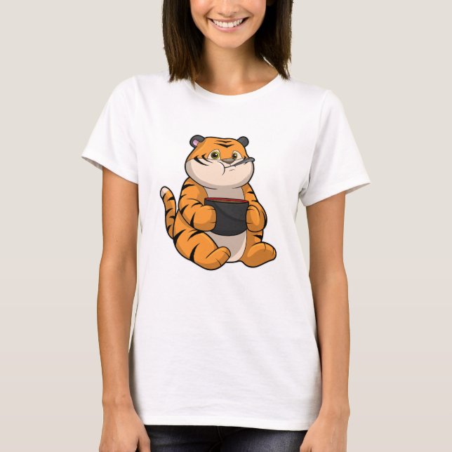 Camiseta Tigre comiendo con Bowl (Anverso)