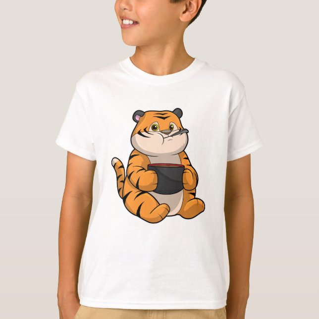 Camiseta Tigre comiendo con Bowl (Anverso)