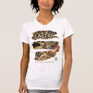 Camiseta Tigre comiendo pollo. Arte vintage japonés.