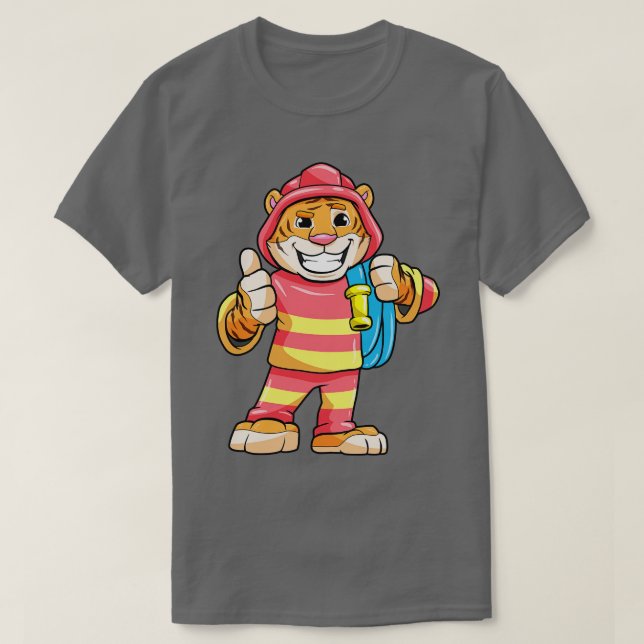 Camiseta Tigre como bombero con manguera (Diseño del anverso)