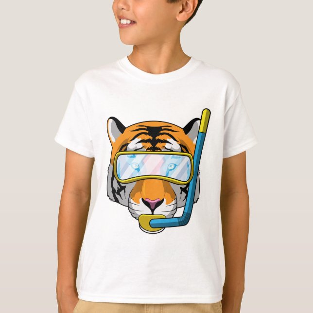Camiseta Tigre como buzo con tubo de buceo (Anverso)