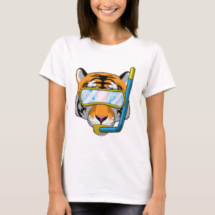 Camiseta Tigre como buzo con tubo de buceo