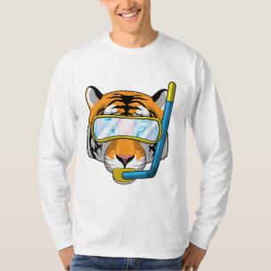 Camiseta Tigre como buzo con tubo de buceo