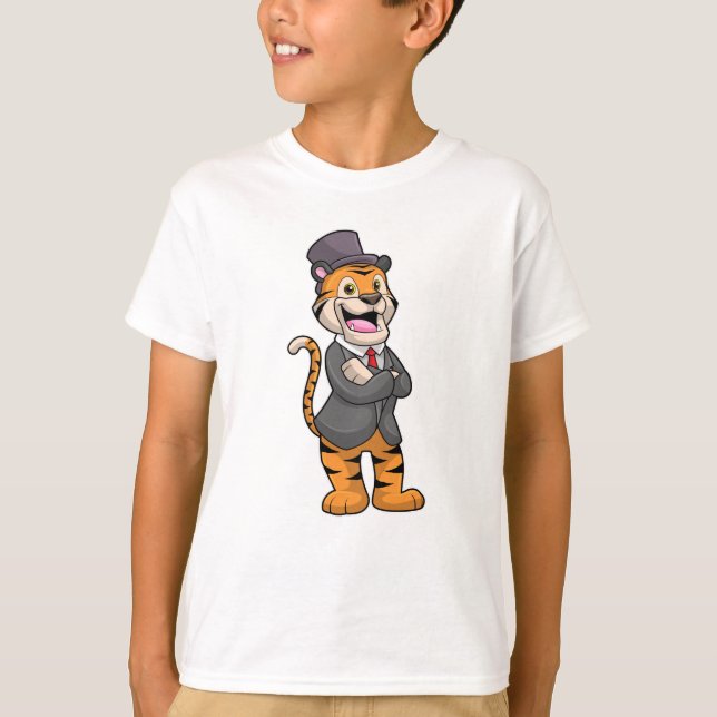 Camiseta Tigre como Groom con chaqueta y Gorra (Anverso)