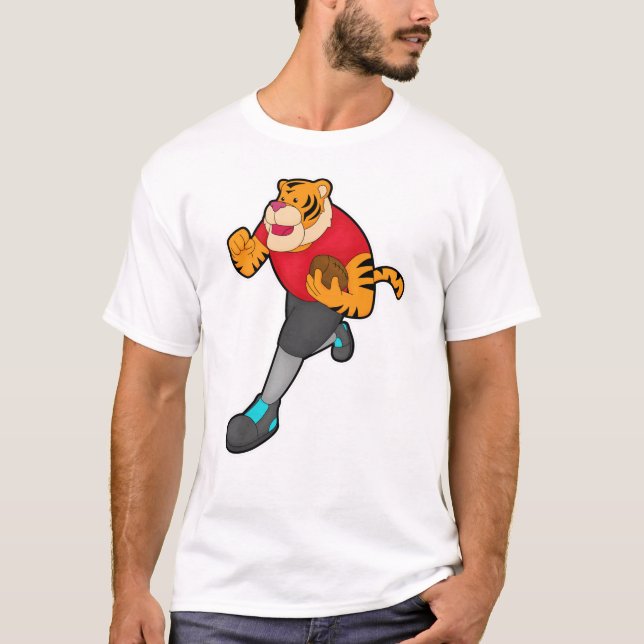 Camiseta Tigre como jugador de fútbol con fútbol (Anverso)