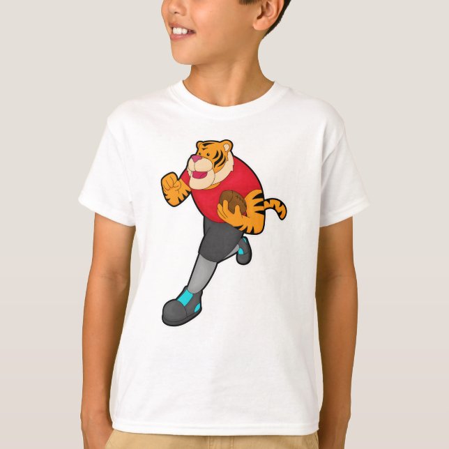 Camiseta Tigre como jugador de fútbol con fútbol (Anverso)