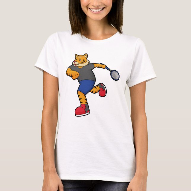 Camiseta Tigre como jugador de tenis con raqueta de tenis (Anverso)