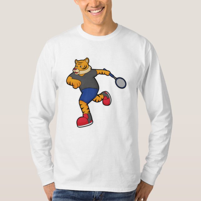 Camiseta Tigre como jugador de tenis con raqueta de tenis (Anverso)