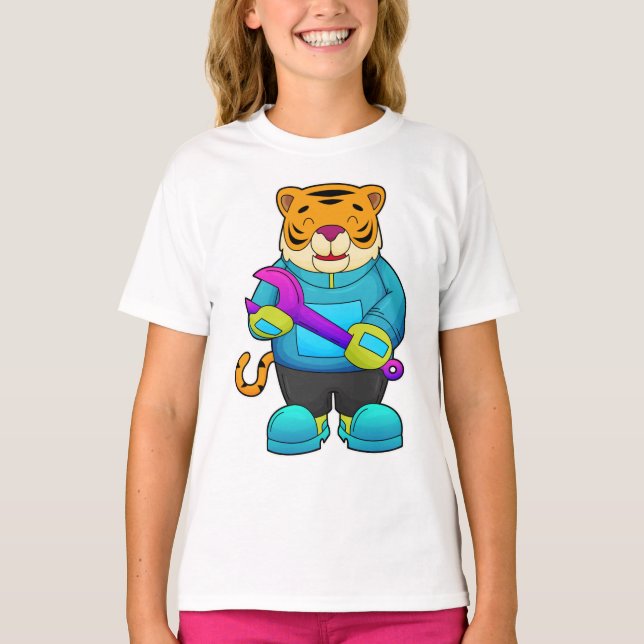 Camiseta Tigre como mecánico con llave (Anverso)