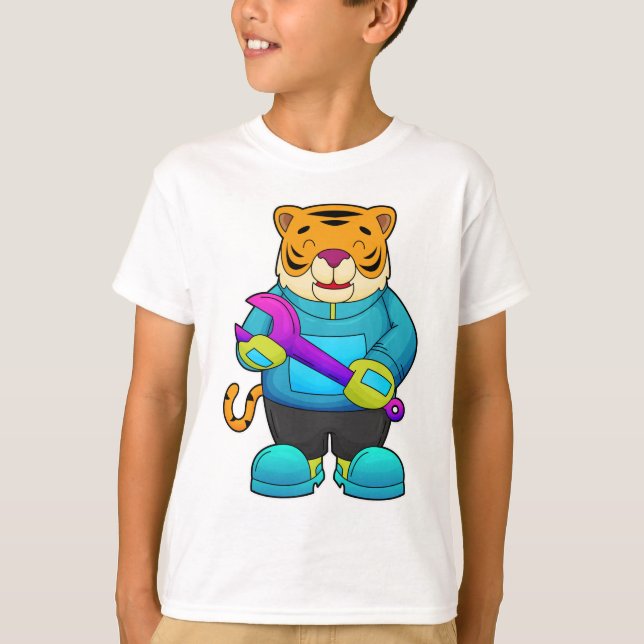 Camiseta Tigre como mecánico con llave (Anverso)