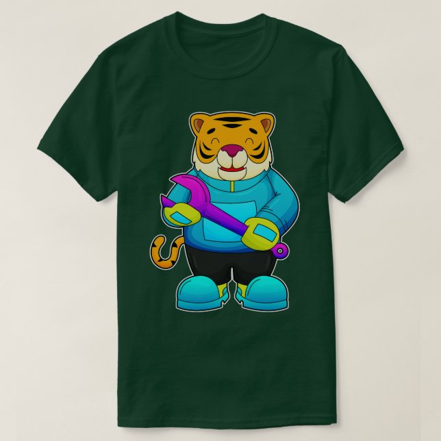 Camiseta Tigre como mecánico con llave (Diseño del anverso)