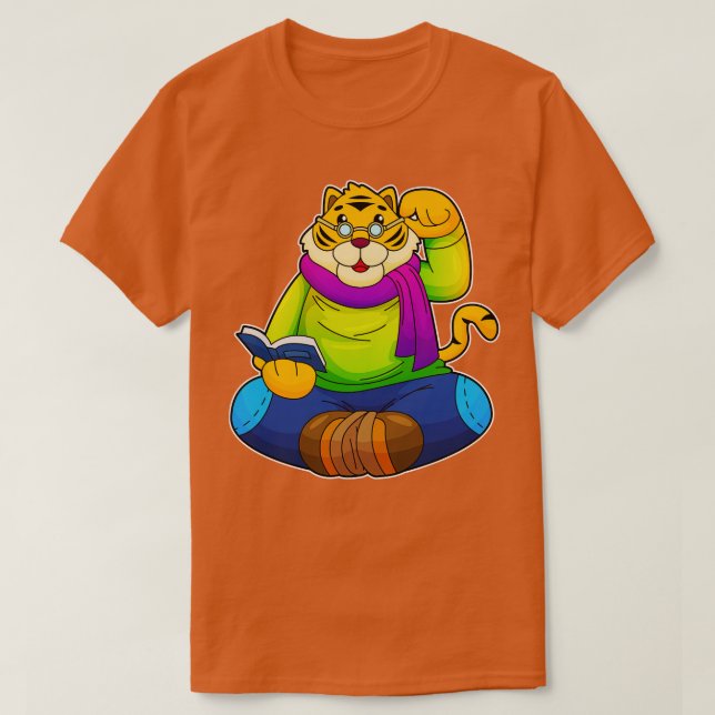Camiseta Tigre como nervioso con libro (Diseño del anverso)