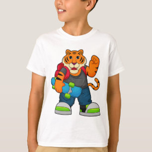 Camiseta Tigre como patinador con patineta