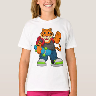 Camiseta Tigre como patinador con patineta