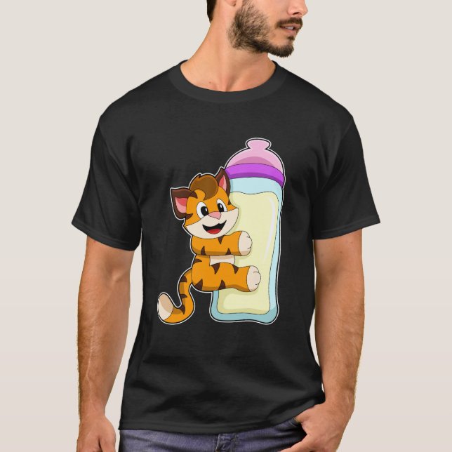 Camiseta Tigre con botella de leche para bebé (Anverso)