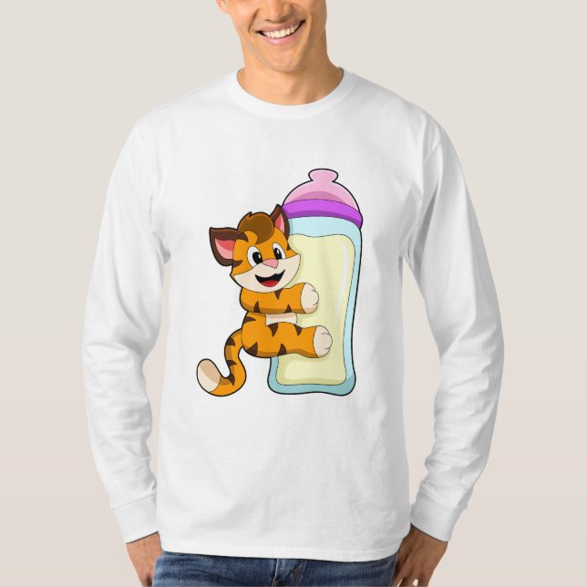 Camiseta Tigre con botella de leche para bebé (Anverso)