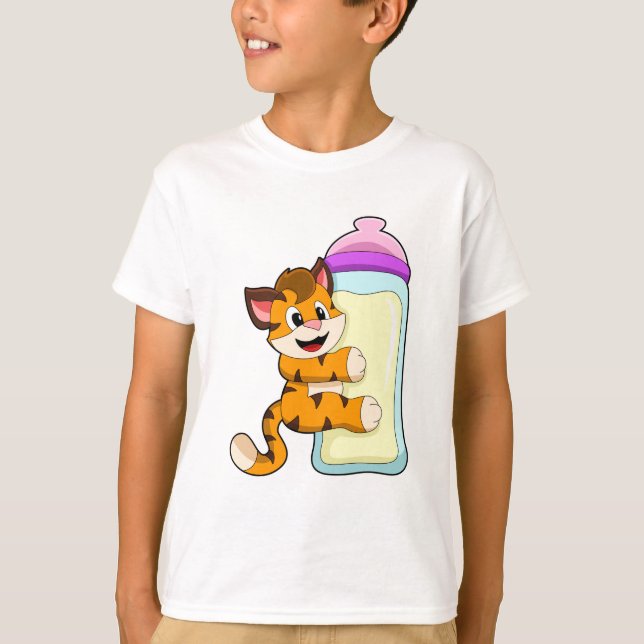 Camiseta Tigre con botella de leche para bebé (Anverso)