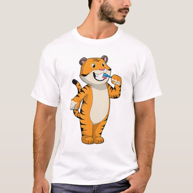 Camiseta Tigre con cepillo de dientes (Anverso)