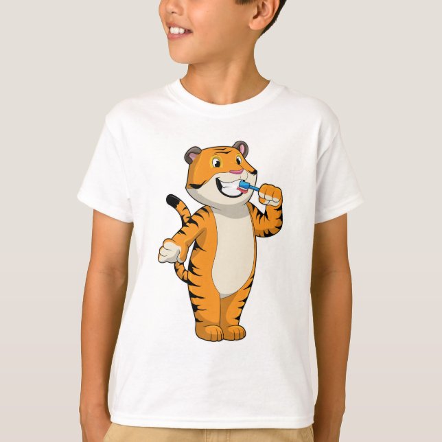 Camiseta Tigre con cepillo de dientes (Anverso)