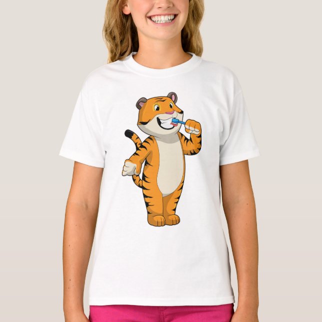 Camiseta Tigre con cepillo de dientes (Anverso)