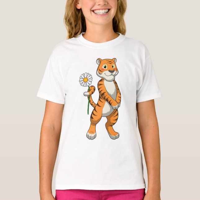 Camiseta Tigre con flores de margarita (Anverso)