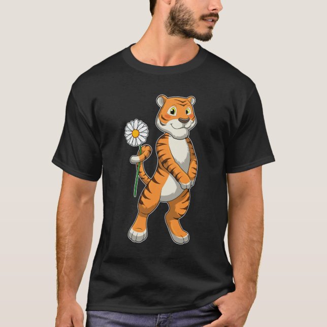 Camiseta Tigre con flores de margarita (Anverso)