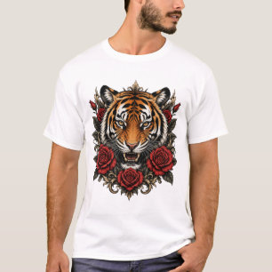 Camiseta tigre con rosas 