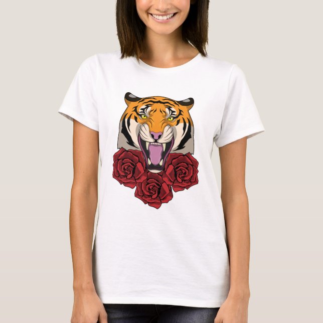 Camiseta Tigre con Rosas (Anverso)
