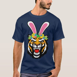 Camiseta Tigre conejo de Pascua con flores