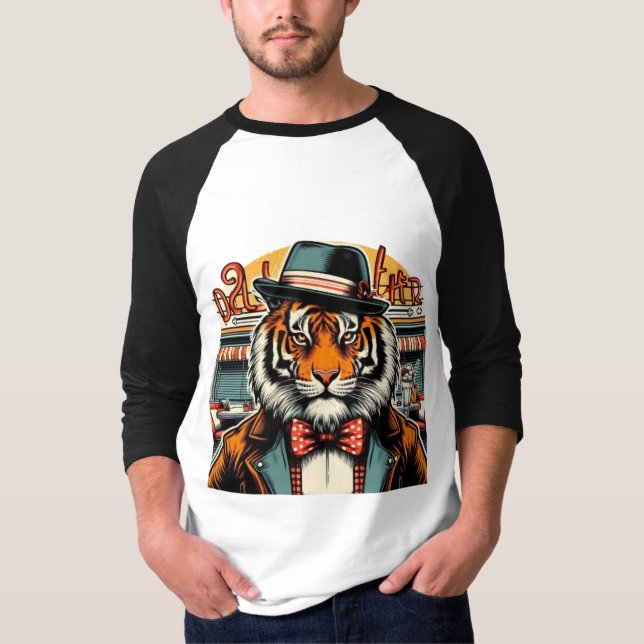 Camiseta Tigre dandy rétro au diner (Anverso)